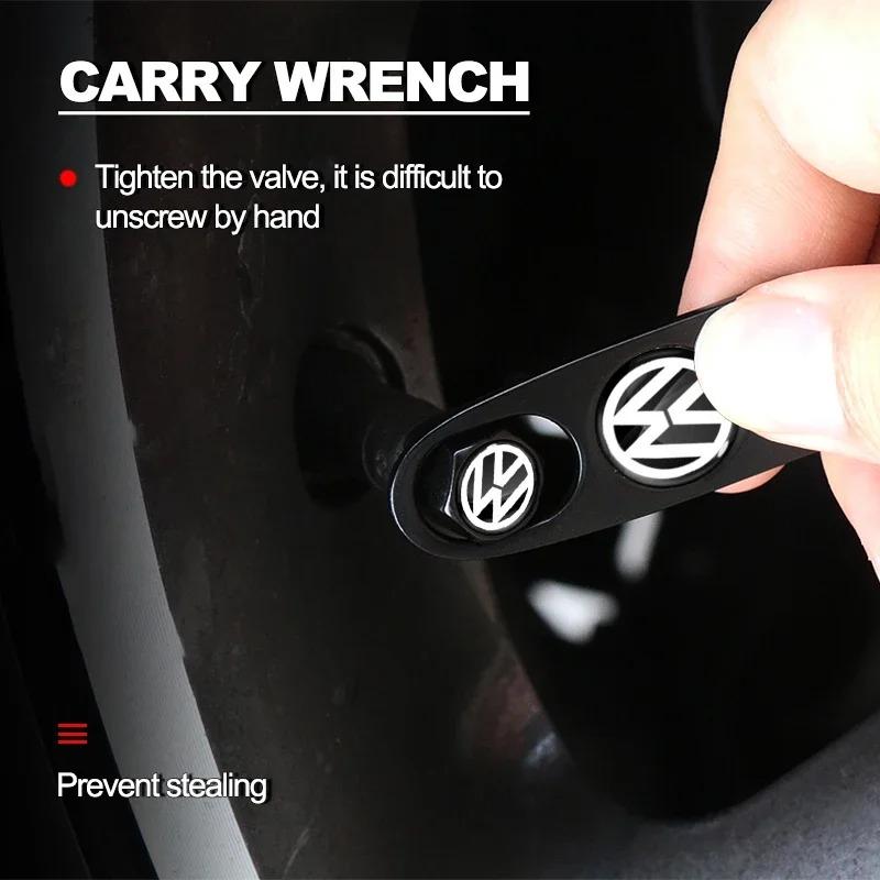 1 set Metal Wheel Air Valve Covers Tire Valve Stem Caps with Keychain for VW CC Golf 6 7 GTI Tiguan B5 B6 B7 MK5 Passat OEM 3B7