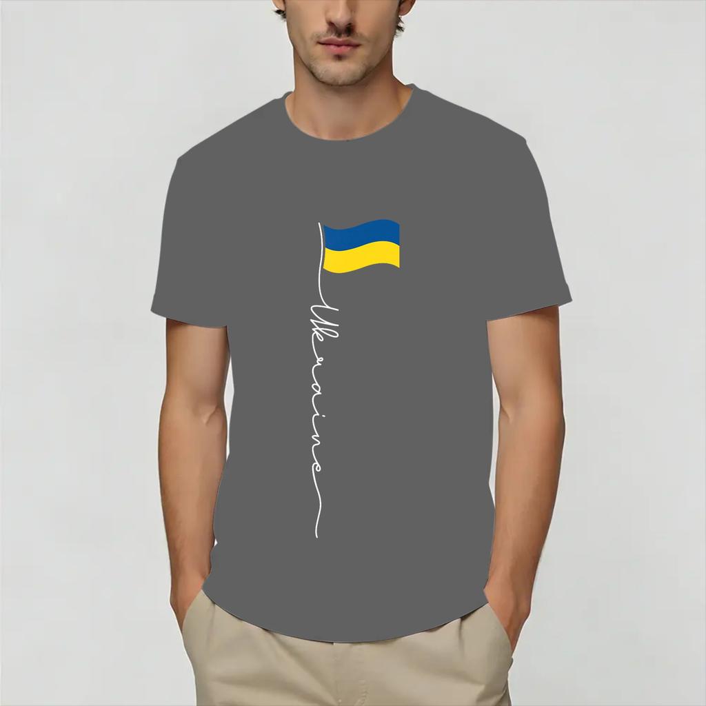 Унисекс футболки Украина Украинский флаг Винтажные хлопковые футболки с коротким рукавом О-образный вырез Одежда Уникальные