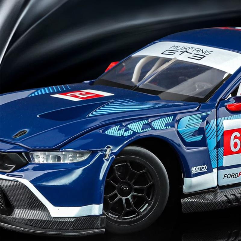 1:24 Форд Мустанг GT3 #64 Сплав Трассовая Гоночная Модель Автомобиля Литьевой Металл Мышечный Спортивный Автомобиль Модель Транспортного Средства Звук Свет Детская Игрушка Подарок