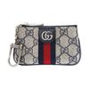 Клатч Ophidia GG Supreme из канваса, бежевый, с отделкой из сине-коричневой кожи, зеленой и красной лентой Web, серебристой фурнитурой GG, держателем для ключей. Для женщин, для повседневного использования. 671722-96IWN-4076