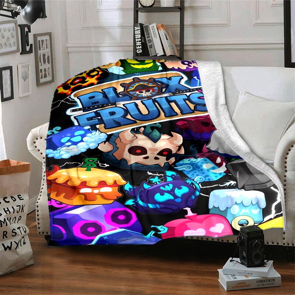 Blox Fruits Theme Printed Blanket - Perfect for Couch, Bed, Travel & Outdoor Use | Machine Washable, Cozy & Durable.