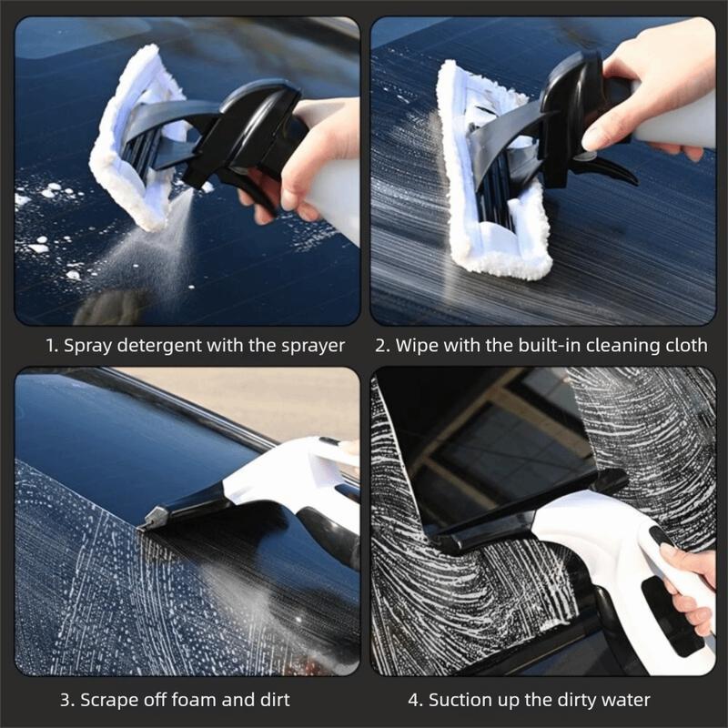Portable Design Electric Window Cleaner Water Spray Function Powerful Suction Handheld Window Cleaner Cordless Operation