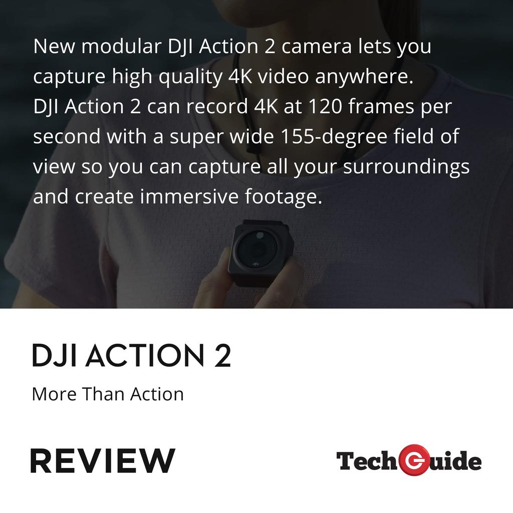 Экшн-камера DJI Action 2 Power Combo с магнитным креплением для переноски - модуль, аксессуары, стабилизация, камера.