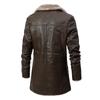 Men's European Size Plus Velvet Leather Jacket with Large Lapel, Ideal for Autumn and Winter Business, for Middle-Aged and Elderly