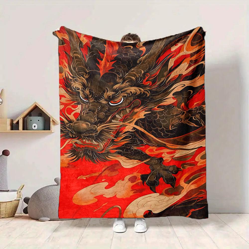 1pc Mythical Creature Illustration Blanket Warm, Cozy, And Soft, Suitable for Sofas, Beds, Cars, And Office Use.Perfect for Camping And Travel, Making