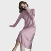 Women's Long-Sleeved Autumn Pajamas with Chest Pads, Below-Knee Length, Versatile for Indoor & Outdoor Wear