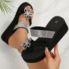 Fashion Fashion Crystal Flower Wedges Slippers Women Summer Thick Bottom Clip Toe Sandals Woman Lightweight Plus Size Slides Shoes 36-42