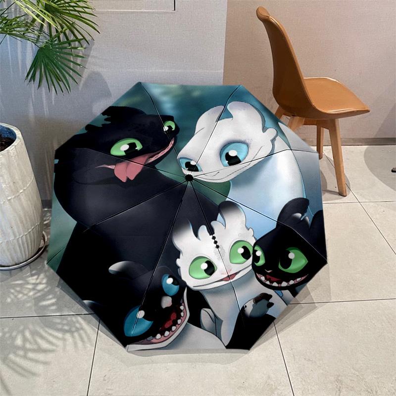 Toothless Umbrella with Automatic Open/Close & Self-8-Rib Heavy-Duty Umbrella, Compact Travel Umbrella Suitable for Outdoor