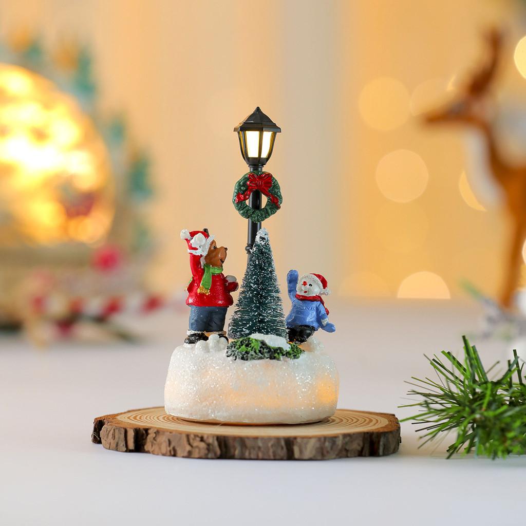 Cartoon Resin Christmas Ornament With Illuminated Effect For Holiday Party Decor