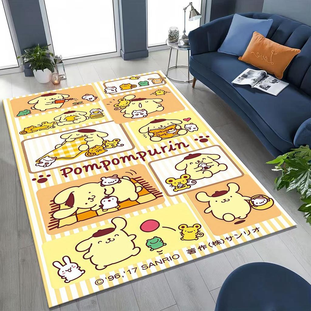 2026 New Cute Cinnamoroll Pompompurin Sanrio Cartoon Rug for Bedroom Living Room Sofa Home Doormat Decor, Kid Non-slip Floor Mat