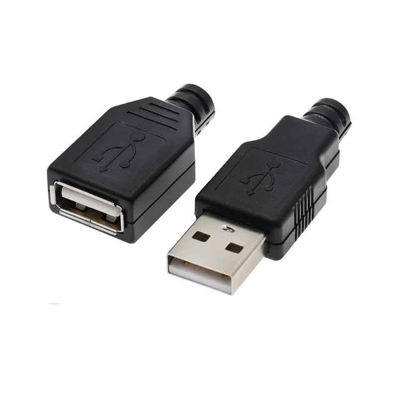 10 шт. Тип A Штекер-Розетка USB 4-контактный Разъем с Черной Пластиковой Крышкой Типа A DIY Наборы