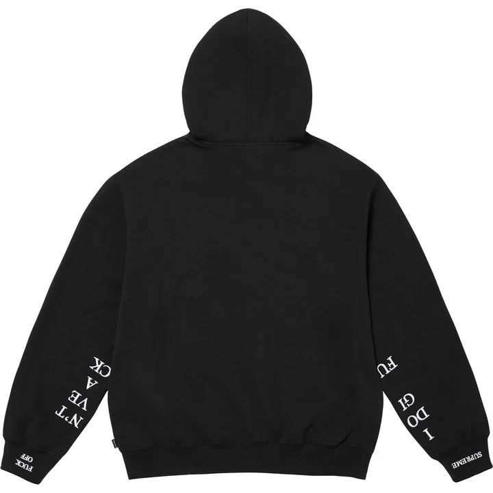 Supreme IDGAF Zip Up Hooded Sweatshirt Black