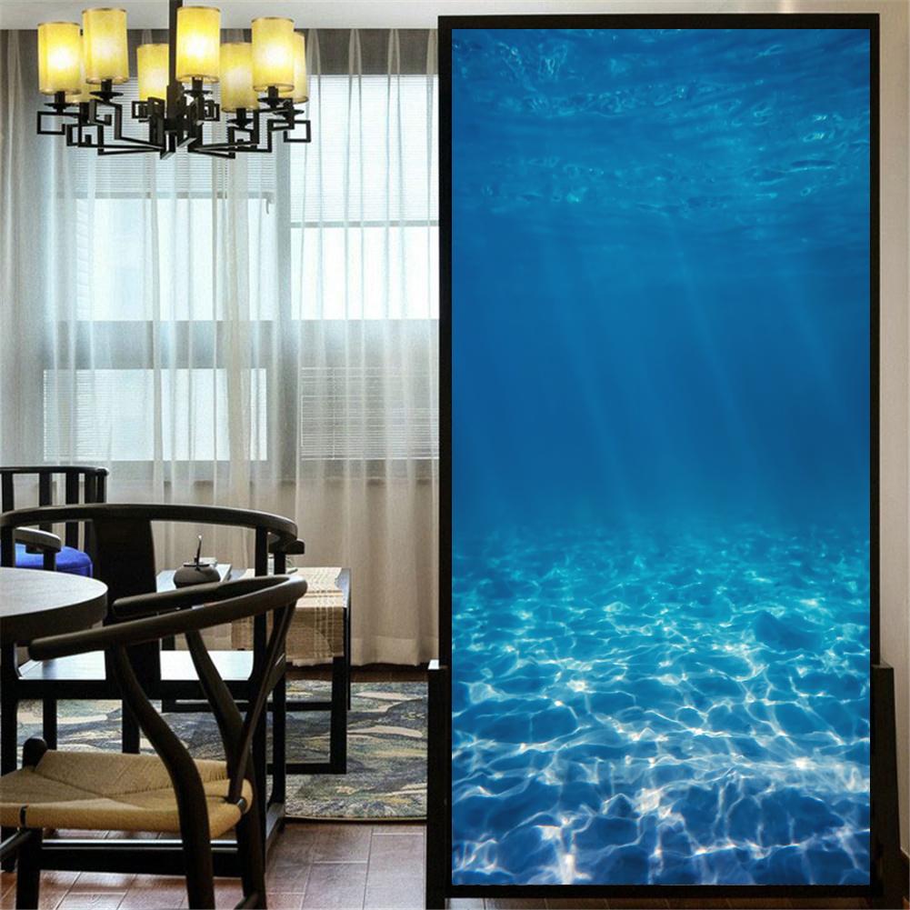 Privacy Windows Film Beautiful Scenery Stained Glass Window Stickers No Glue Static Cling Decorative Frosted Window Films