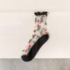 Glass Stockings Children's Mid Tube Socks Ins Trendy Japanese Cute Fungus Edged Flower Breathable Women's Socks Lace Long Tube Socks