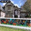 Halloween Horror Fence Party Banner Strip, Witches Zombies Pumpkins Ghosts Design, Polyester Outdoor Garden Decoration