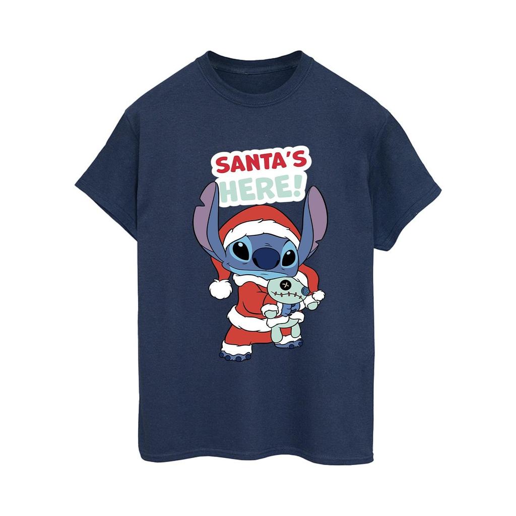 Disney Womens/Ladies Lilo & Stitch Santa´s Here Cotton Boyfriend T-Shirt