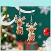 Christmas Deer Acrylic Earrings With Geometric Design For Holiday Party Wear
