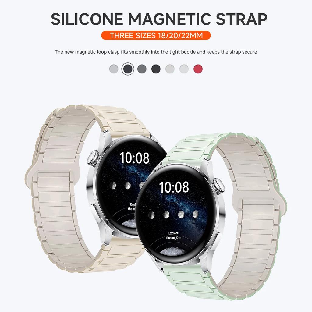 18mm 20mm 22mm Magnetic Band for Samsung Galaxy Watch 7 6 5 4 40mm 44mm 5Pro 6Classic Silicone Strap for Huawei Watch GT5 GT5 Pro 46mm Xiaomi