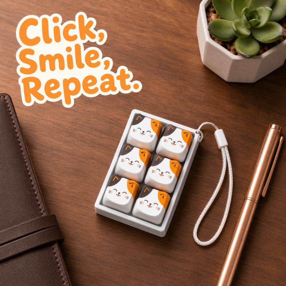 Mechanical Button Anti-stress Fidget Toy Cartoon Backpack Pendant Cat Keycap Keychain Bag Pendant
