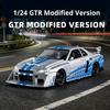 1:24 GTR Модифицированный SKYLINE Суперкар Сплав Автомобиль Литой Металлический Модель Транспортного Средства Звук Свет Игрушки Подарки для Мальчиков Коллекция Форсаж