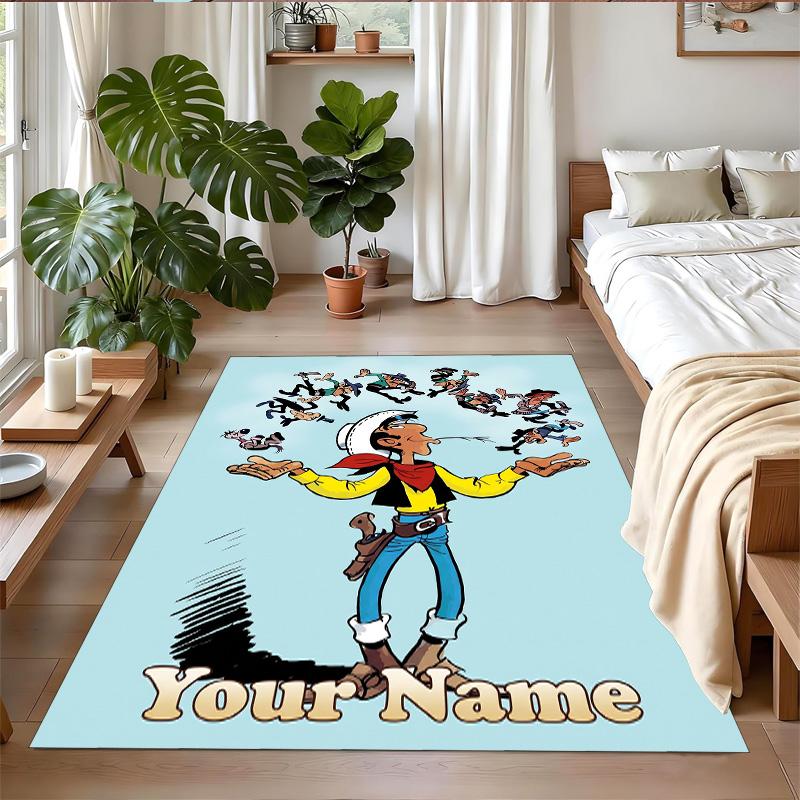 Crystal Velvet Rug Custom Name Text, Soft Non Slip Floor Mat Home DecorLucky Luke