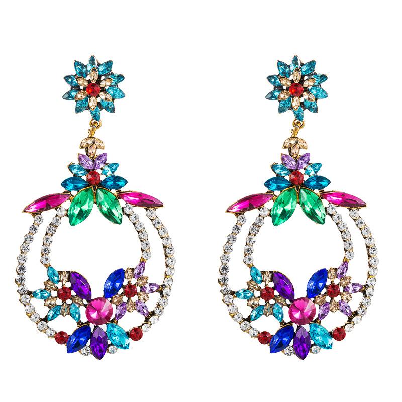 Женские серьги-капли в этническом богемном стиле, серьги-подвески из титанового стального сплава, акриловые красочные травяные хрустальные цветы, геометрические украшения для ушей