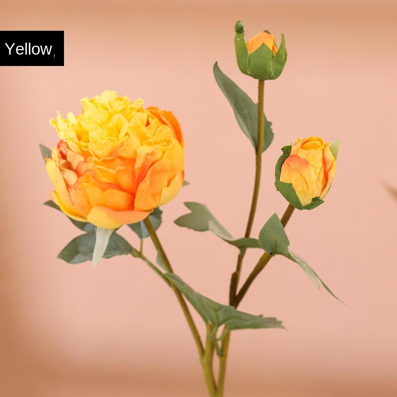 Высокое качество имитация 3 головки бутонов пиона шелковый дом гостиная обеденный стол свадебное украшение поддельный искусственный цветок