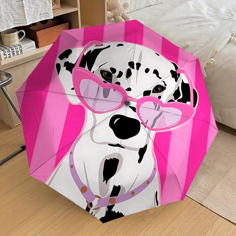 1pc Dalmatian Sunglasses Automatic Folding Umbrella - Portable Collapsible Design, 8-Rib Iron Frame, Playful Design yy251215209