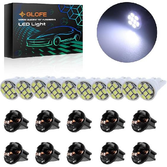 T10 194 168 Dash trument White LED Light Bulbs Bright Panel Gauge Cluster Dashboard LED Light Bulbs 10Pcs/Set (White)
