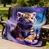 1pc Tiger Cub Fantasy Throw Blanket Polyester Fiber, Lightweight Flannel, Soft & Warm, All Season Use for Outdoor, Camping Digital Print