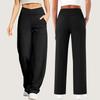 Женские осенне-зимние уличные повседневные брюки с карманами, с высокой посадкой, прямого кроя