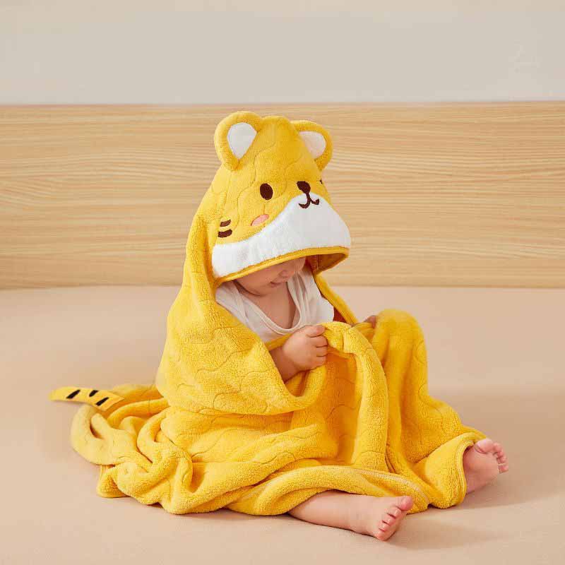 140x70cm Boy Girls Bath Towel Cape Quick Dry Pullover Thickened Absorbent Coral Fleece Children Bath Towel Cape