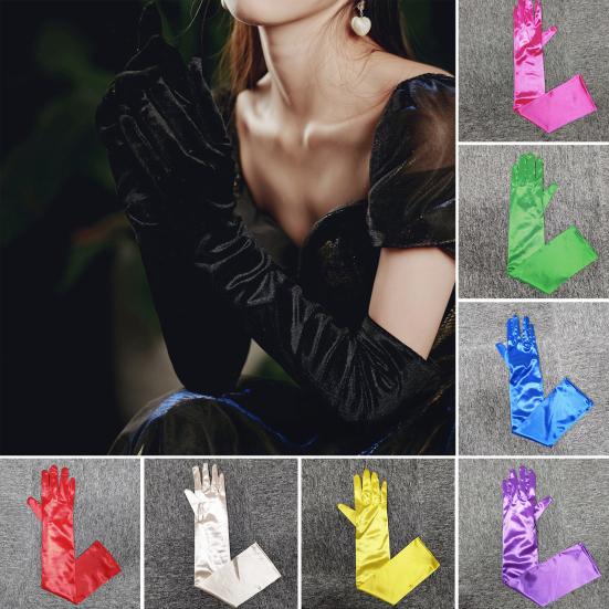 1 пара гладких атласных длинных перчаток, шелковистый материал, маскарадные перчатки, аксессуары для свадебного платья для фотосессии