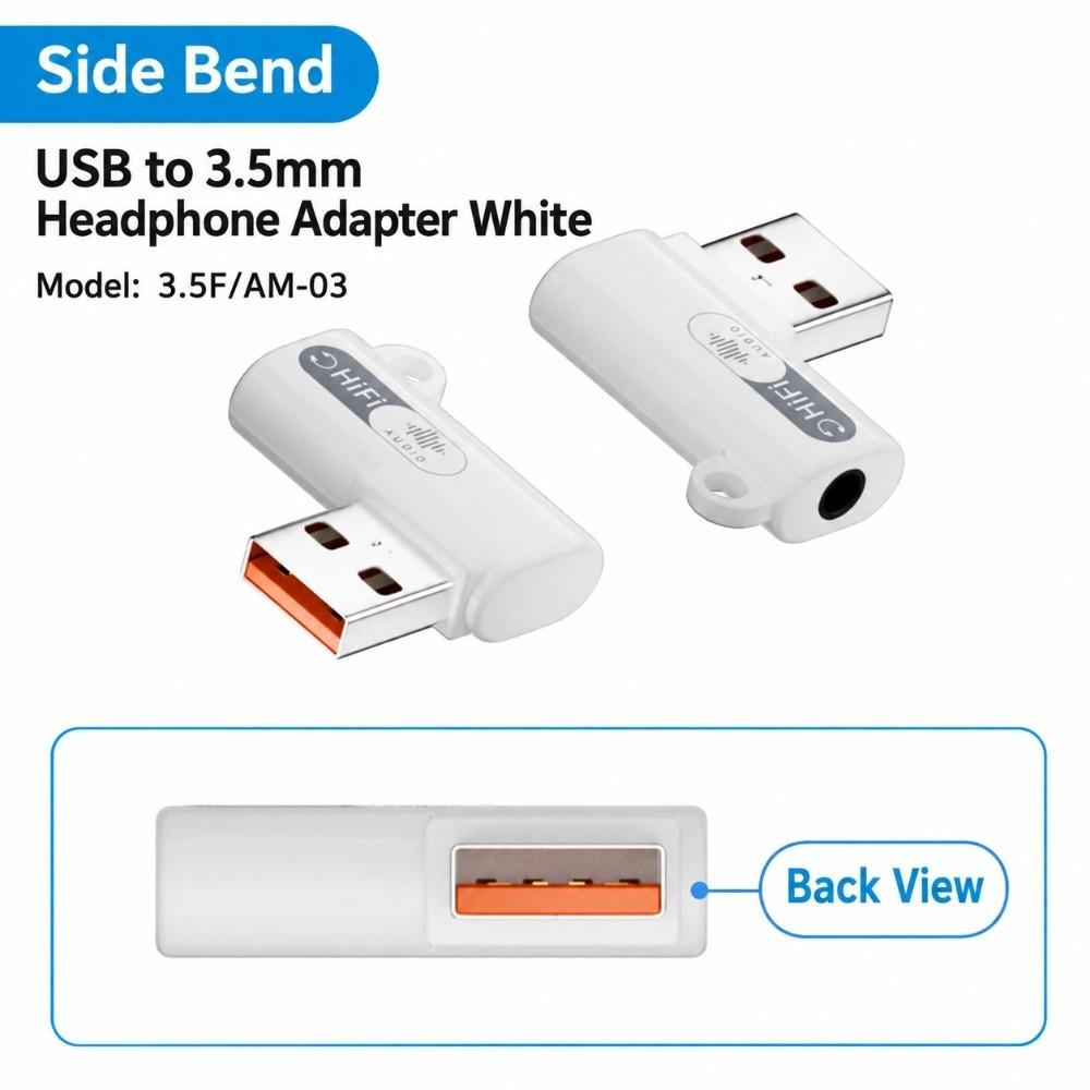 90 Degree Headphone Audio Converter Male to Female USB Audio Dongle Video Calls