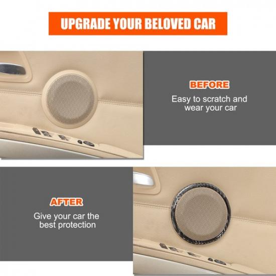 Soft Carbon Fiber Car Door Speaker Ring Trim For BMW 3 Series E90 2005-2012