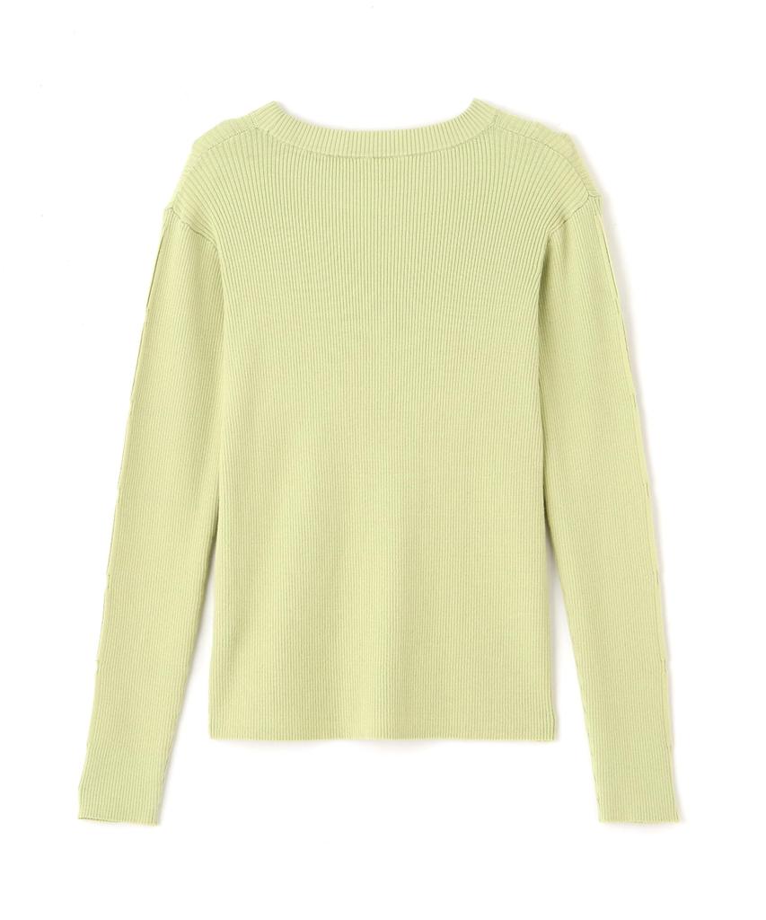 N Natural Beauty Sleeve Design Rib Knit Light Green Basic Women's Sweater,