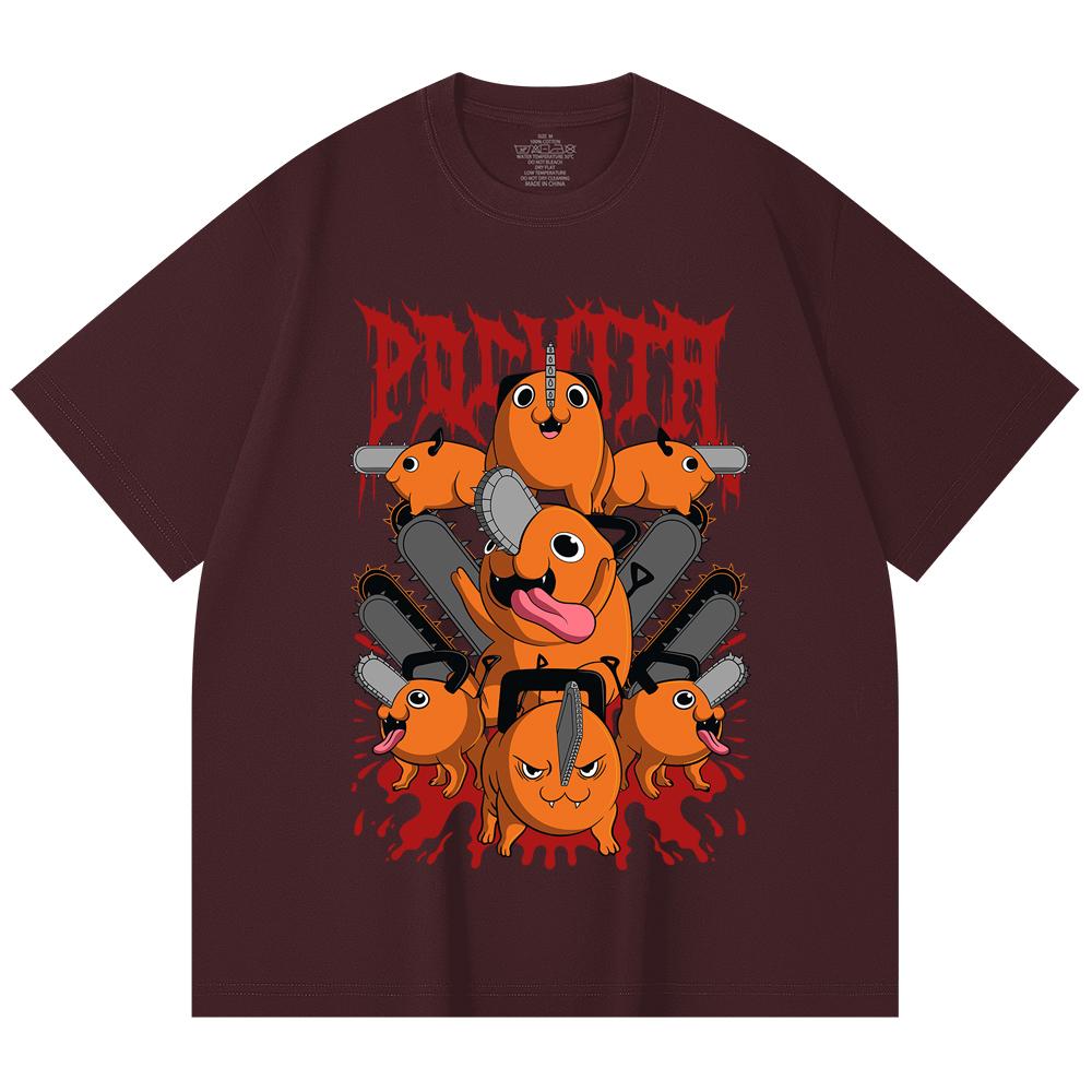 230 Gsm 100% Cotton Chainsaw Man V8 Pochita Print Unisex Heavy Cotton T Shirt