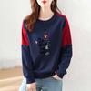 Новый весенне-осенний модный тренд С круглым вырезом Простые рукава Контрастный принт с бабочками Свободный расслабленный свитер оверсайз
