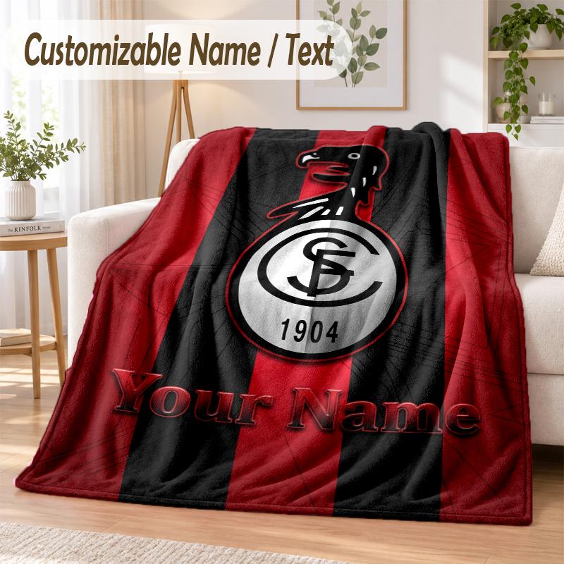 Custom Text Flannel Blanket SC Freiburg FC Print Warm Cozy Blanket Home Sofa Bedding