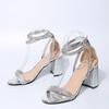 Fashion 2024 Ladies Shoes Ankle-wrap Women's Sandals Fashion High Heels Party Sandals Women Crystal Cover Heel Buckle Strap Shoes Women