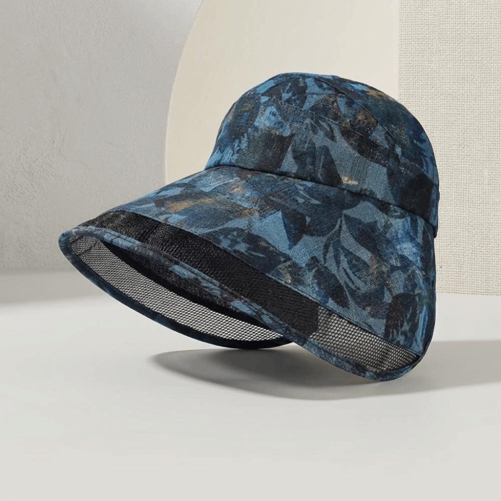 Fashion Adjustable Flower Empty Top Cap Polyester Breathable Anti-Sun Fisherman Hat Mesh Leaf Large Brim Sun Hat Leisure
