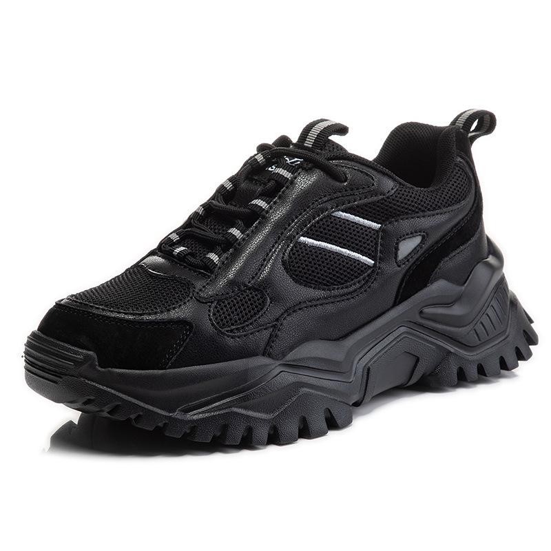 Папины кроссовки весна 2025 новые толстая подошва увеличивающие рост удобные повседневные спортивные женские туфли универсальные для бега кожаные женские туфли