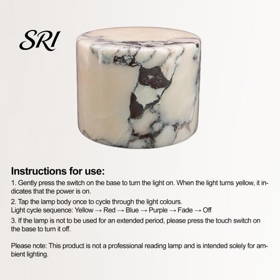 Pattern Marble Lamp Night Light Portable Touch Bedside Table Adjustable Lighting Modes LED Rechargeable Cordless Ambient for Bedroom Office Desk
