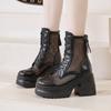 10cm Leather Thick Soled Mesh Boots for Women, New Hollowed Out Martin Boots. Small Stature Makes You Look Taller and Slimmer, Martin Boots