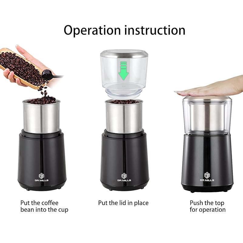 DR MILLS DM-7451 Электрическая мельница для специй и кофе, съемная чаша, можно мыть, лезвие и чаша изготовлены из нержавеющей стали SUS304