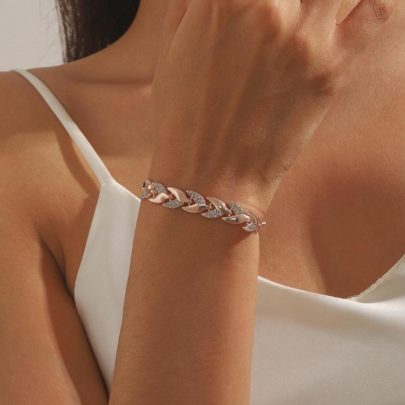 Комплект браслет и ожерелье, элегантный дизайн, инкрустированный стеклом и стразами, ювелирный набор «рыбий хвост», подходит для женского осенне-зимнего банкета и повседневной носки