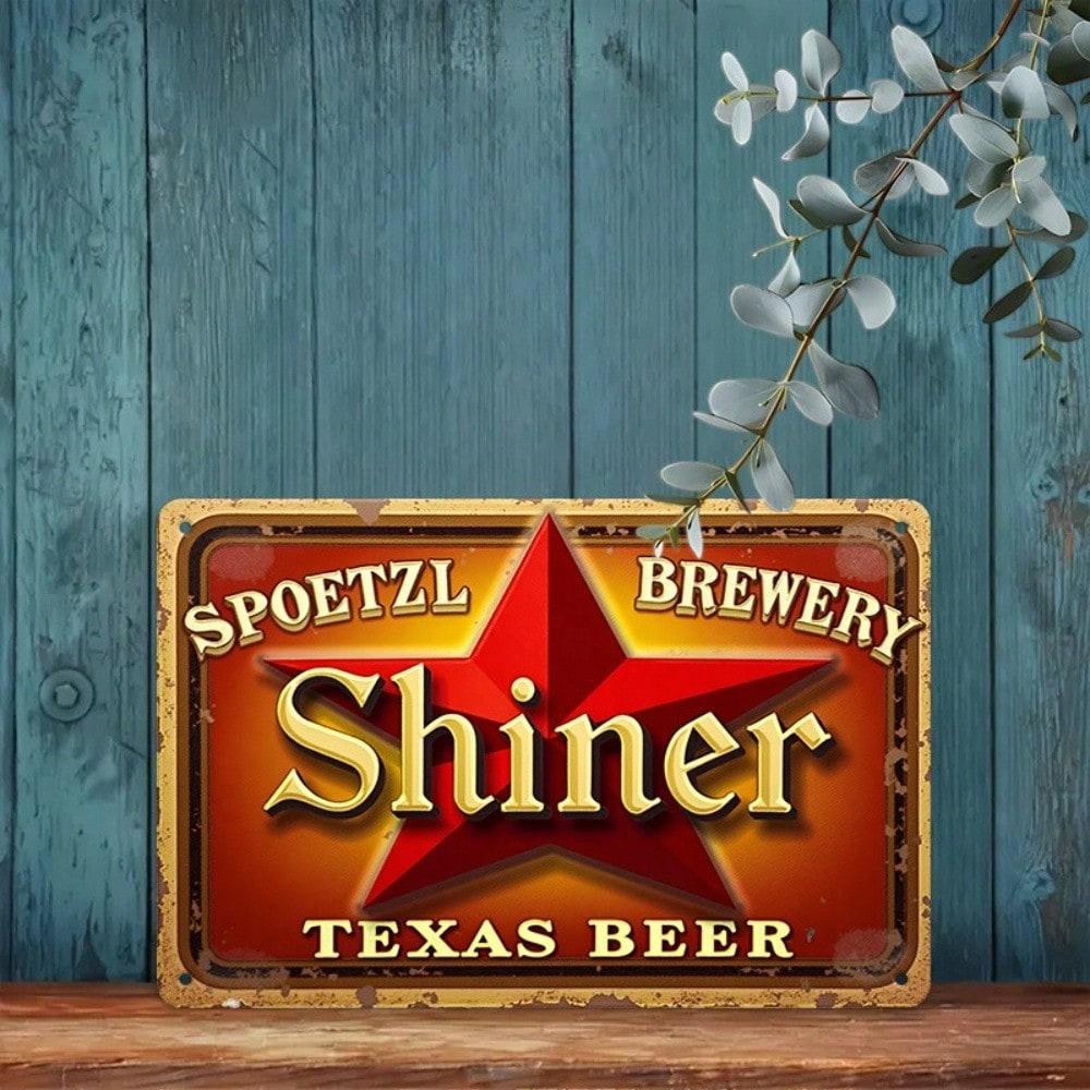 Винтажная металлическая пивная вывеска Shiner Texas Настенный декор 8x12 дюймов Жестяная для бара, гаража, паба