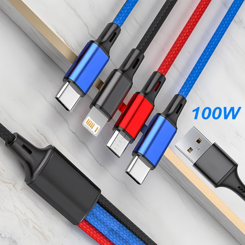 4 в 1 USB-кабель 3A USB A на Micro USB/Type C для зарядного устройства iPhone, кабель для быстрой зарядки и передачи данных для iPhone 14 11 Xiaomi