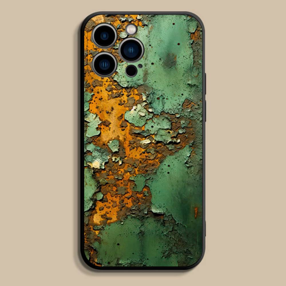 Ретро-индустриальный стиль Ржавый чехол для телефона для iPhone 17,16,15,14,13,12,Pro,Max,Plus,E,SE4,Air,Mini Черный Мягкий чехол