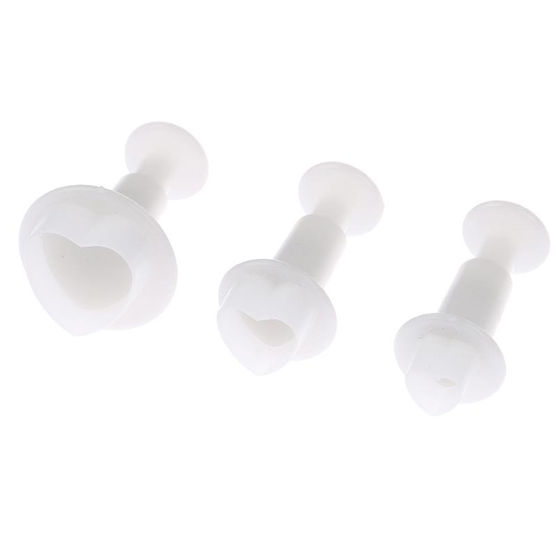 3Pc Heart Fondant Plunger Set Valentines Love Sugar Craft Cake Decorating Baking